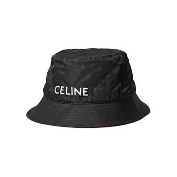 CELINE 菱格絎逢尼龍漁夫帽(黑色M)