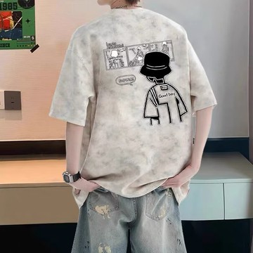 潮牌索羅那扎染印花短T 重磅日系 寬鬆 短袖T恤 情侶t 大尺碼 印花t 五分袖 短袖男 男t 男生T恤（LJG44）