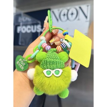 多巴胺煤球怪獸玩偶掛件diy鑰匙扣可愛毛絨公仔包包背包手機掛飾