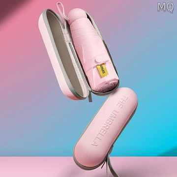 全新 超輕Mini口袋傘 膠囊收納盒 太陽傘 雨傘 遮陽防曬防紫外線晴雨兩用女折疊黑膠囊超輕小巧便攜洋傘 晴雨傘