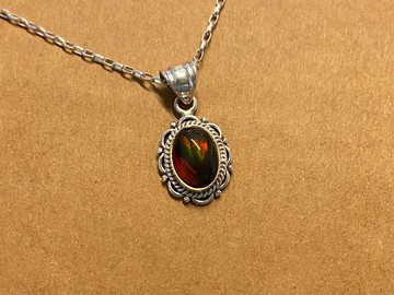 天然 黑 蛋白石 吊飾 項鍊 尼泊爾 手工製