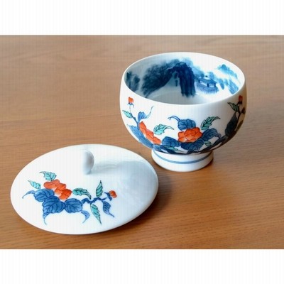 1776 有田焼畑萬陶苑 色鍋島内山水岩牡丹 茶器セット急須1 建水1湯呑蓋付4 r400
