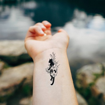 微刺青 花朵 黑貓👑大邱紋身👑【T08Z】新 小清新 假刺青輕紋身 防水 紋身 刺青 貼紙 T08