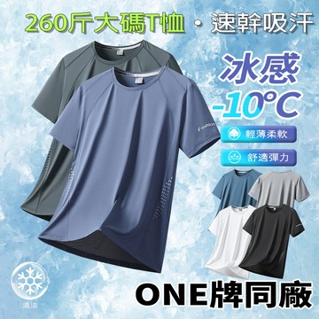 大尺碼冰絲短袖 T 恤男 透氣網孔涼感運動上衣 健身排汗速乾寬鬆加肥加大 夏季防曬休閒半袖 多色可選 L-8XL