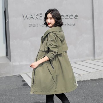 加棉風衣女中長款韓版外套2024春秋冬新款小個子洋氣顯瘦大碼上衣