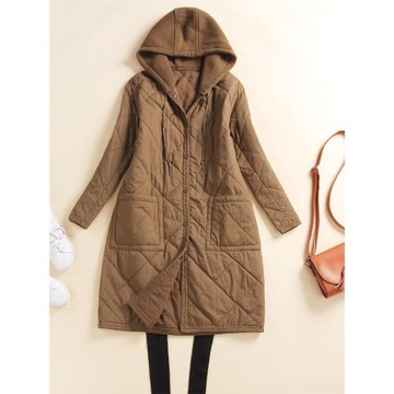 輕薄棉衣女中長款2025冬季韓版寬松加厚連帽大碼保暖棉服棉襖外套