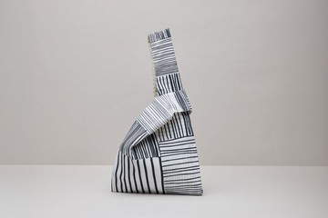 印花手挽包 / 編織深藍