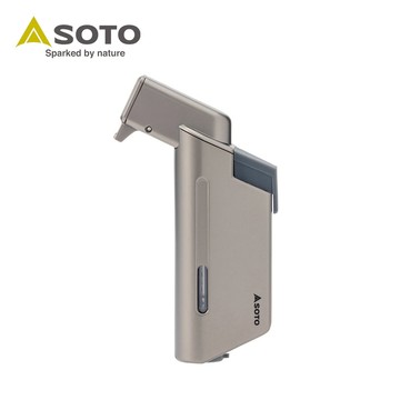 日本SOTO 金屬棕L型填充式迷你點火器 ST-489TB 掌中型打火機 可填充 附防塵蓋 露營 野營