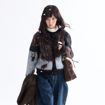 光影提花圓領開衫|針織衫|冬款|Sora-1996