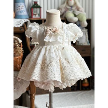 西班牙公主蓬蓬裙周歲禮服生日夏天短袖洋裝洛麗塔甜美寶寶連衣裙