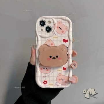 格仔滿屏小熊  OPPO A5X AX3 4G AX5 AX7 R17 R15 PRO 防摔 可愛 支架 手機殼