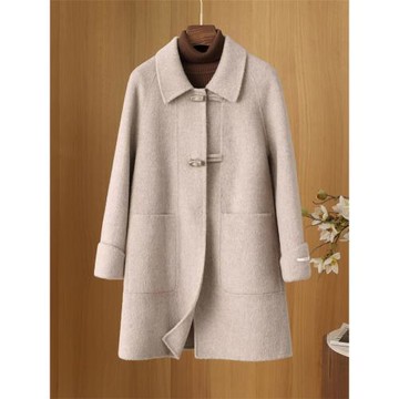 雙面羊絨大衣女中長款寬松百搭中年媽媽全羊毛呢外套2024秋冬新款