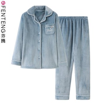 睡衣女款冬季珊瑚絨加絨加厚家居服秋冬款女士可外穿套裝2026