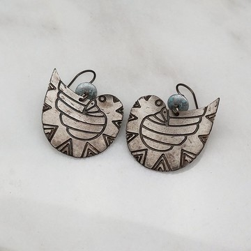 南瓜Vintage。Laurel Burch 1980s 手工 珐瑯 針式 耳環