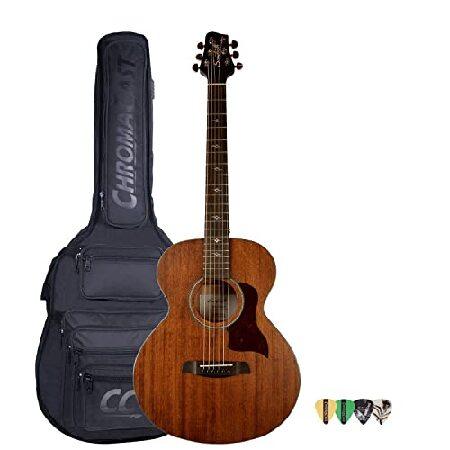 Sawtooth Mahogany Series Solid Mahogany Top Acoustic-Electric Mini Jumbo Guitar with Hard Case and Pick Sampler