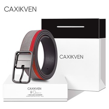 CAXIKVEN 原創簡約ins風男士皮帶alcantara拼接系列針扣真皮腰帶