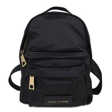 MARC JACOBS 品牌方標防潑水厚織尼龍雙肩後背包(黑色/大)