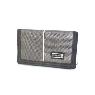 【YUN JOIN】對稱三摺短夾-灰色 尼龍夾 潮流 扣環 金屬鍊 防盜