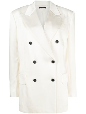 TOM FORD - Fluid double-breasted satin blazer - women - Viscose/Viscose/Acetate/Polyester - 42 - Neutrals