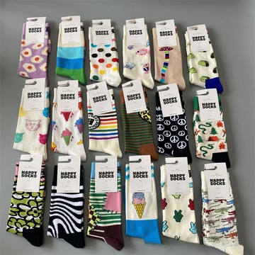 新品happysocks瑞典潮快樂襪子男女HS中高筒棉襪街頭時尚春夏女襪
