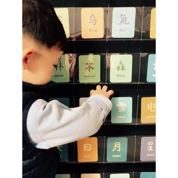 兒童早教識字透明掛袋幼兒園啟蒙卡片收納寶寶認字學習卡墻掛式