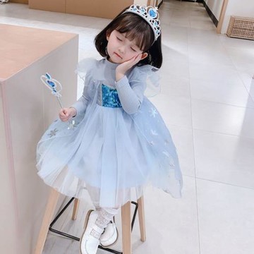 女童洋氣網紗公主裙春秋裝愛莎