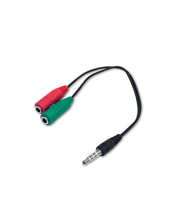 i-gota 電腦耳麥轉手機3.5mm轉接器 20cm (兩母轉一公) V-100A  黑色  1入