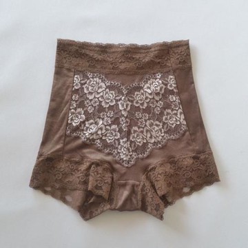 出口日本高腰塑身內褲女棉混舒適無皮筋無痕舒適美體蕾絲邊平角褲