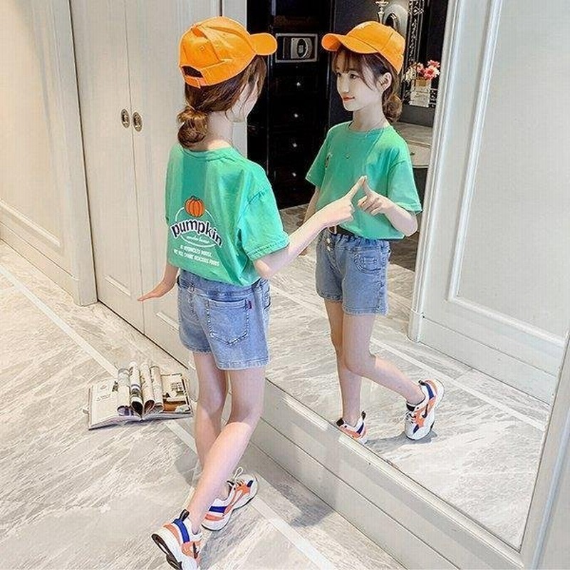 子供服 セットアップ キッズ 女の子 春夏 トップス 半袖 ブラウス Tシャツ デニムパンツ ハーフパンツ 韓国子ども服 ジュニア ベビー服 おしゃれ 可愛い 新品 小物などお買い得な福袋