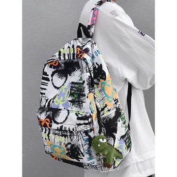 雙肩包男士ins潮酷個性涂鴉背包男日系高中學生書包男大學生休閑