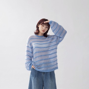 QUEENSHOP_F女裝 長袖 立體橫條設計針織寬版上衣 三色售 現+預 【01013483】