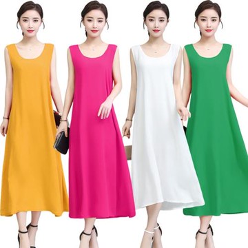 棉綢吊帶裙背心裙連衣裙子春夏中長款過膝長裙打底裙內搭內襯裙女