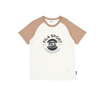 FILA KIDS 童短袖圓領T恤-米色 1TEA-4406-IV