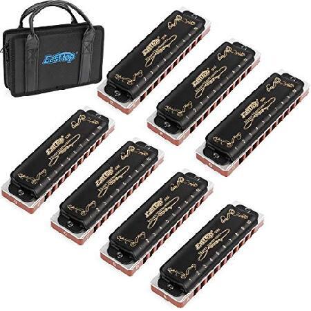 Easttop Harmonica Sets Keys in Key of A B C D E F G 10 Hole 20 Tones with Case Bag ＆ Cleaning Cloth for Adult, Professional Player,Beginner,Student