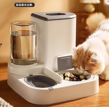 貓碗狗碗自動餵食器貓食盆貓咪糧雙碗飲水碗一體保護頸椎寵物用品【步行者戶外生活館】P