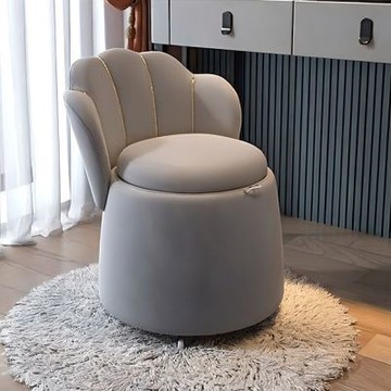 化妝凳 收納儲物一體化妝椅 帶滑輪梳妝凳 家用臥室靠背椅 梳妝臺花瓣沙發凳子