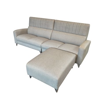 【本木】約瑟 現代簡約貓抓皮4人坐+腳椅灰綠色#96