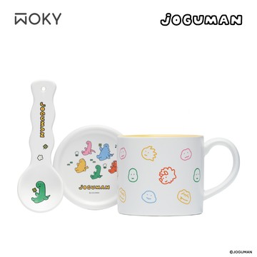 WOKY meets JOGUMAN 陶瓷馬克杯 -附點心盤、造型湯匙