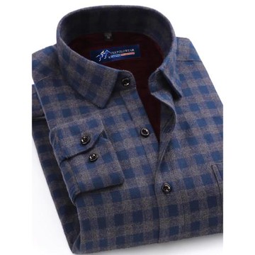 純棉格子加絨襯衫男士保暖襯衣男全棉加厚中年休閑加大碼冬裝新款