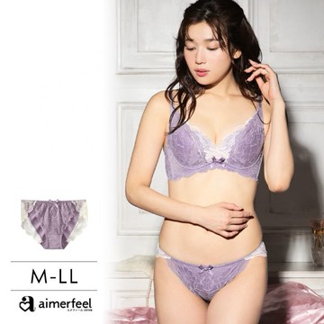 aimerfeel-淑女交叉蕾絲花卉圖案性感三角內褲2-三色堇紫-603722-PU3