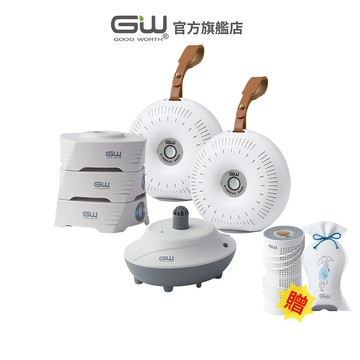 【官方直營】-GW水玻璃-抗潮防霉- 分離式除濕機組6件組 (含還原座) (2甜1疊1座贈1袋1桶)
