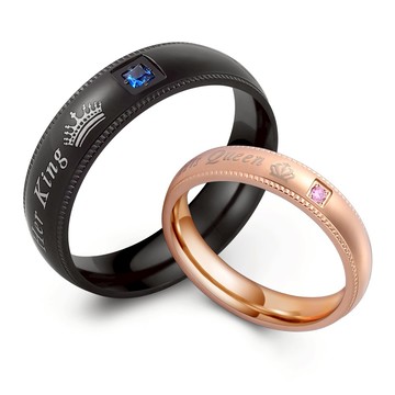 【Giumka】情侶戒指・國王皇后・白鋼・客製刻字