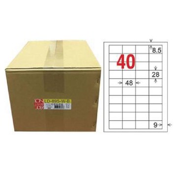 【龍德】LONGDER 三用電腦標籤 A4 40格 28*48mm白色1000張/箱 LD-895-W-B(適用雷射、噴墨、影印)