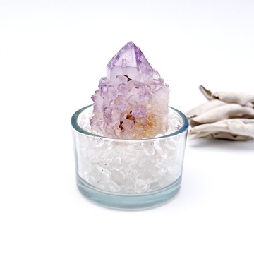 靜隅。原礦 有天然礦缺 水晶盆栽 組合 l 紫晶仙人掌水晶 礦標 l