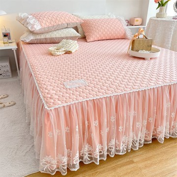 高檔天然乳膠涼席床裙三件套可機洗蕾絲花邊床罩冰絲席夏季軟席子