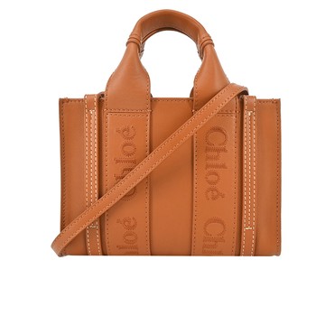 Chloe Woody tote bag 新款皮革兩用托特包(迷你/棕色)_廠商直送