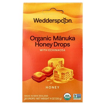 Wedderspoon, 有機麥盧卡蜂蜜潤喉糖，含紫錐菊的蜂蜜，4 盎司（120 克）