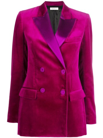 There Was One - double-breasted velvet blazer - women - Cotton/Spandex/Elastane/Acetate/Acetate/Viscose/Viscose - 38 - Purple