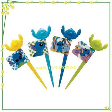 日本製 出清特價 星際寶貝史迪奇大食物叉旗-水果插-三明治叉-宴會點心叉-便當裝飾叉-日本正版