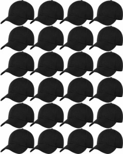 24 Pieces Blank Baseball Cap Adjustable Back Strap Plain Blank Camouflage Hat Unisex Baseball Cap for Trucker Men WomenBlack